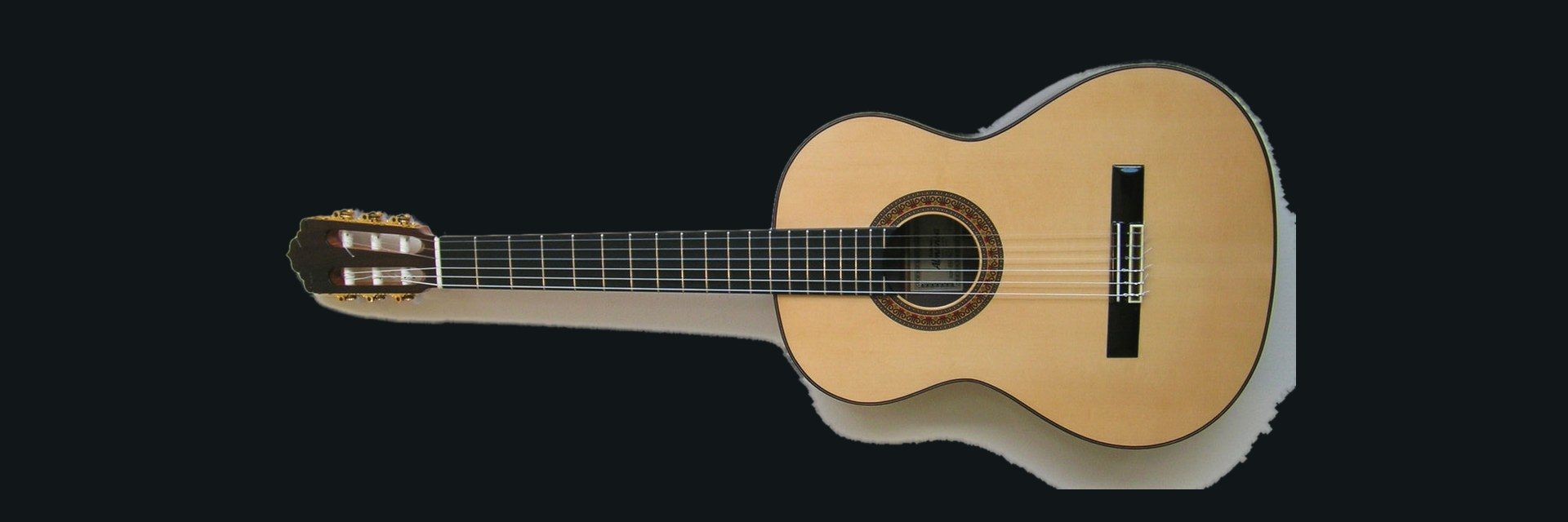A modern classical guitar, shown on the Eliot Fisk page
