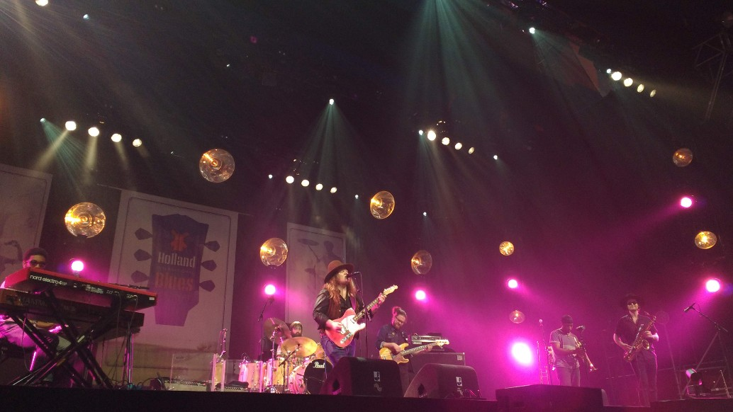 Marcus King and his band on stage at the Holland International Blues Festival, 2018